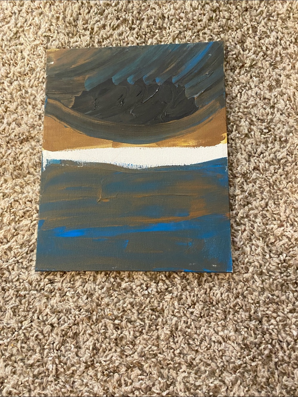 Abstract Coastal-Inspired Canvas Art in Blue and Brown
